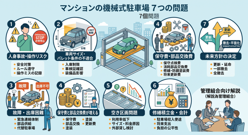 マンションの機械式駐車場問題とは？事故・維持費・空き・更新を管理組合向けに解説